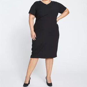 Universal Standard Mary Luxe Faux Wrap Black Surplice Sheath Dress Large (22-24)